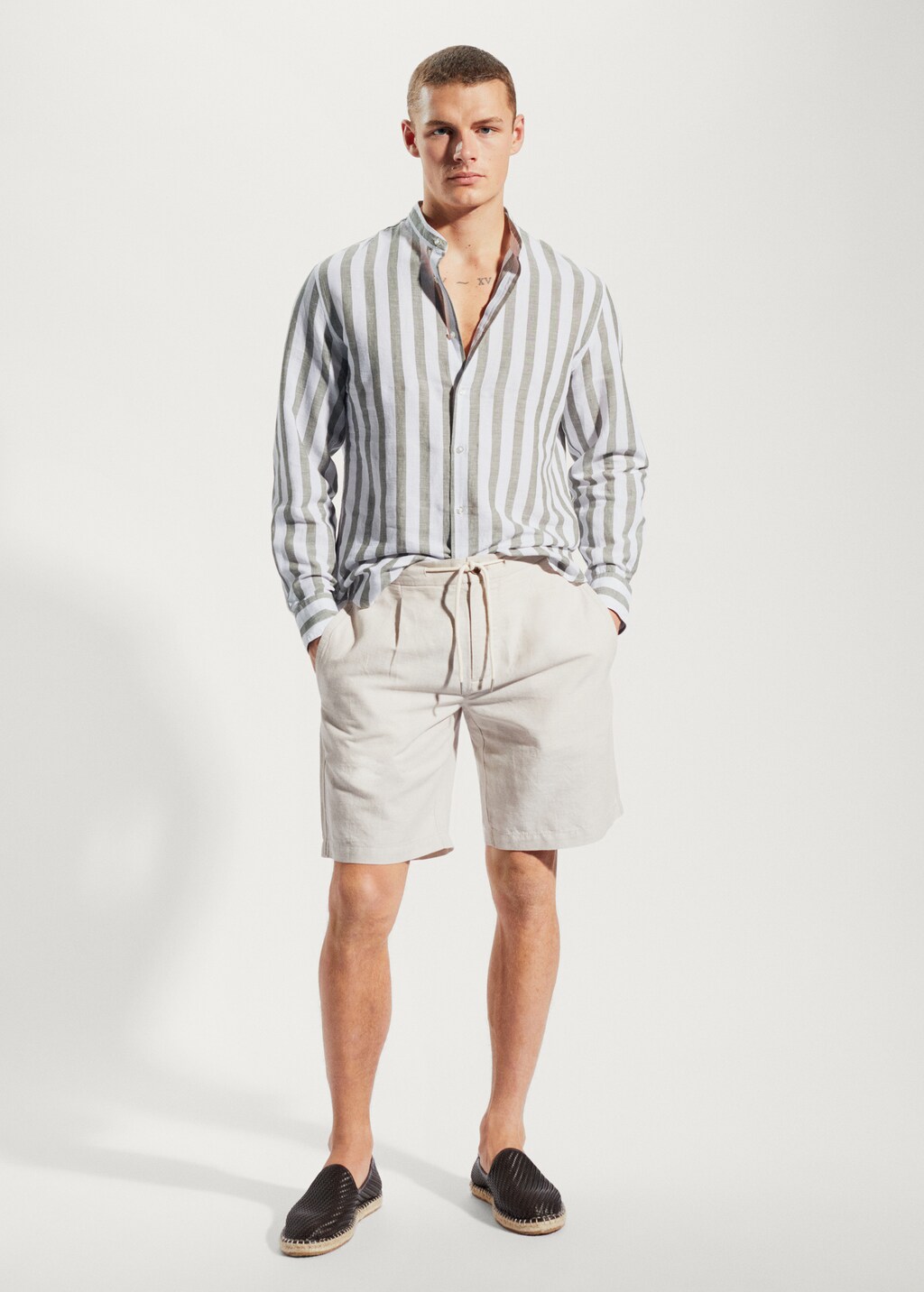 Regular-fit striped linen shirt - General plane