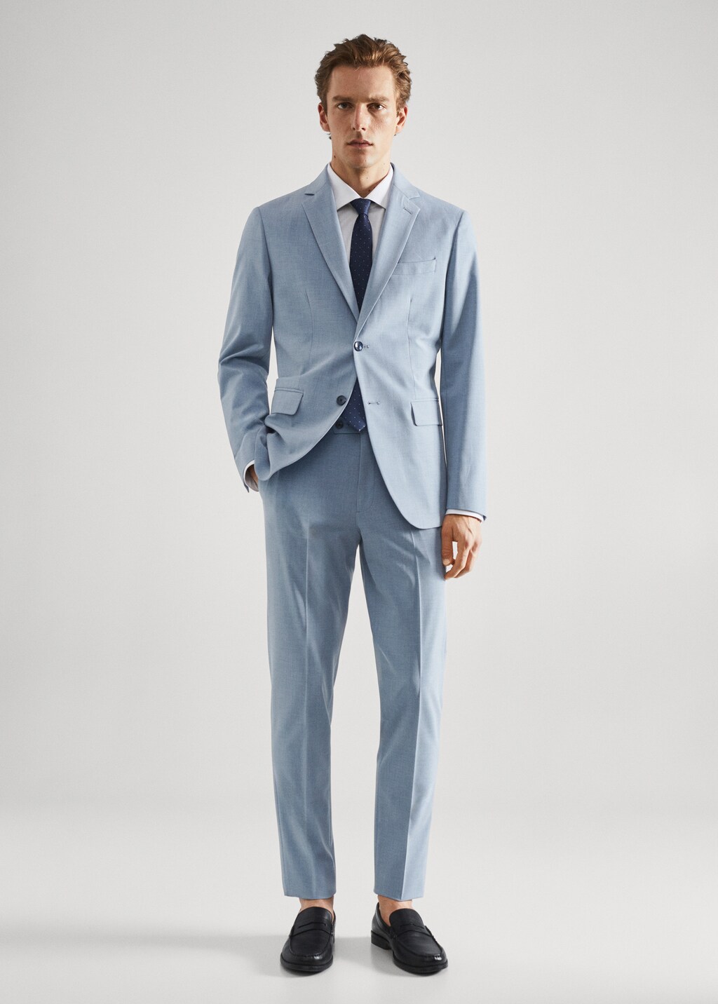 Stretch fabric slim-fit suit trousers - General plane