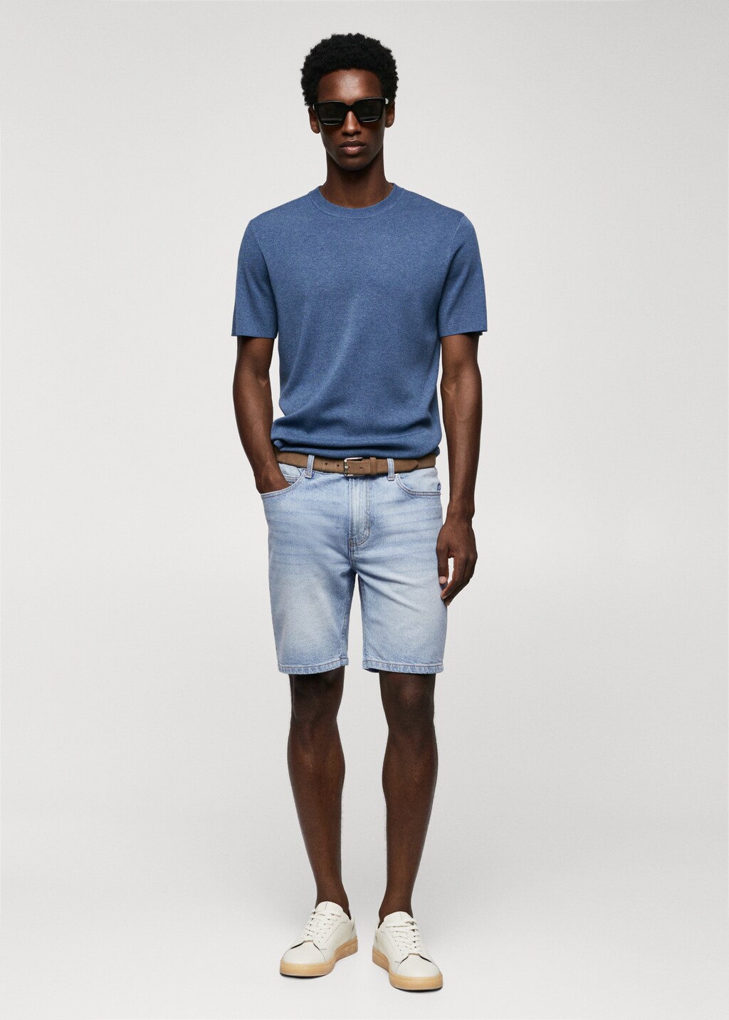 Regular-fit denim bermuda shorts - General plane