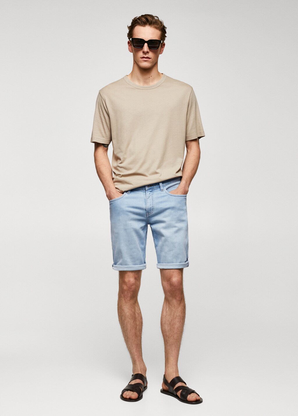 Slim-fit denim bermuda shorts - General plane