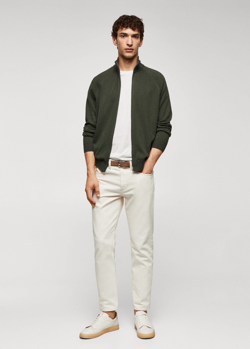 Zipped cotton cardigan - General plane