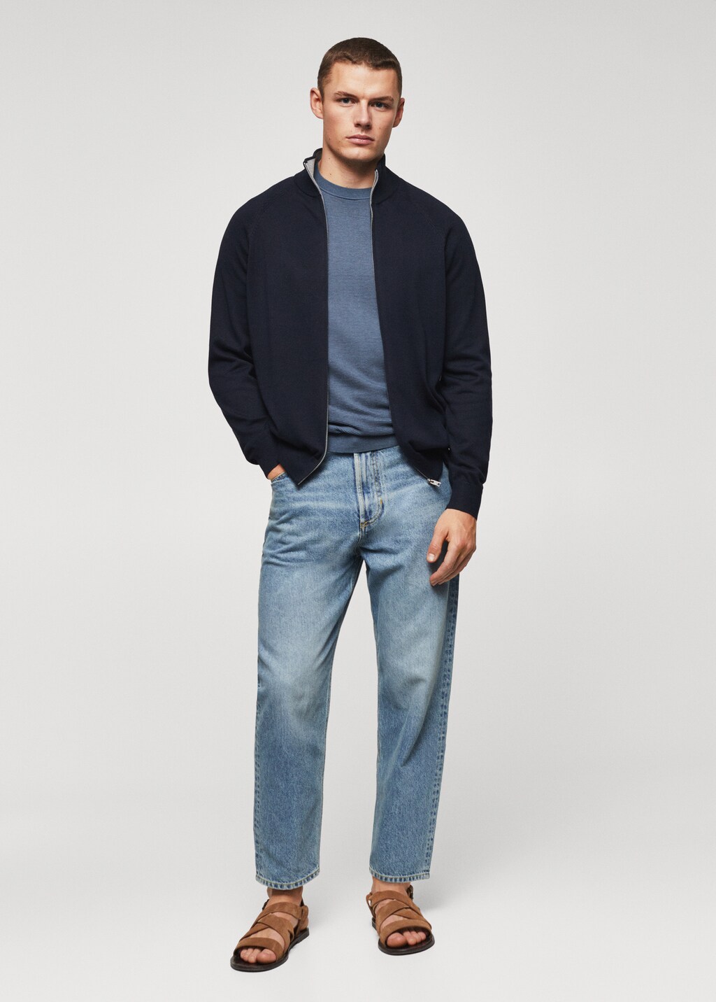 Zipped cotton cardigan - General plane