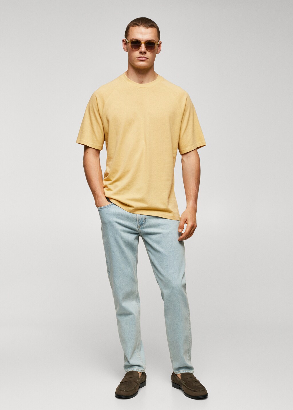 Textured cotton-linen t-shirt - General plane