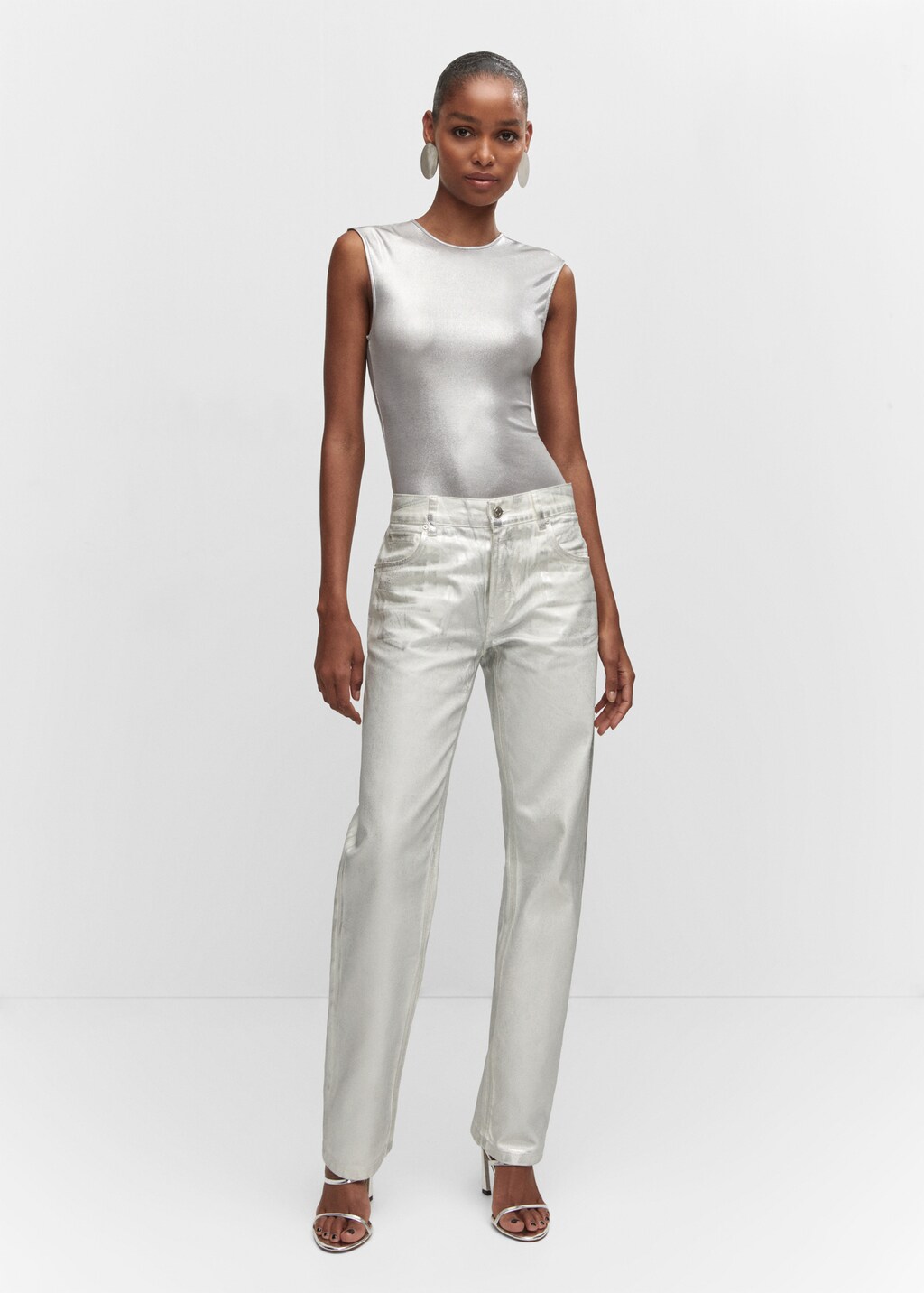 Metallic straight-leg jeans - General plane