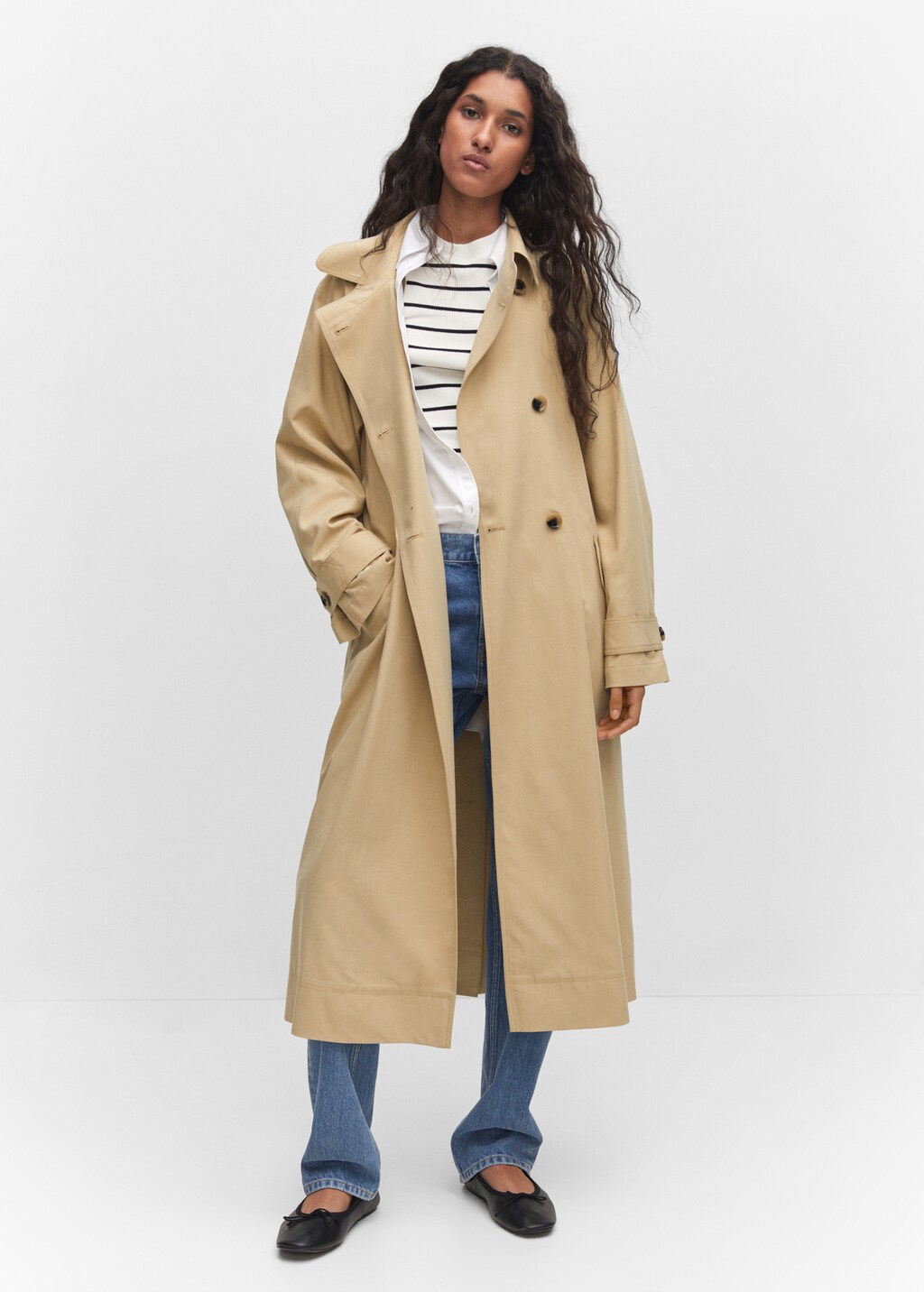 Fluid tencel trench coat - General plane