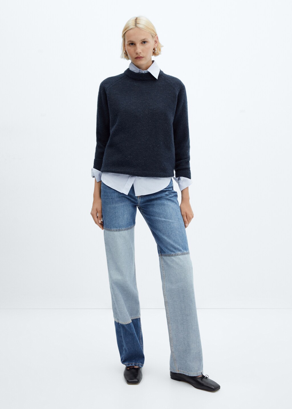 Jeans wideleg patchwork  - Plano general