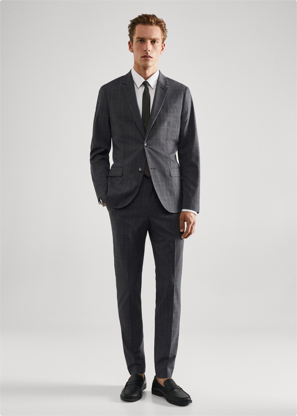 Super slim-fit check suit jacket - General plane