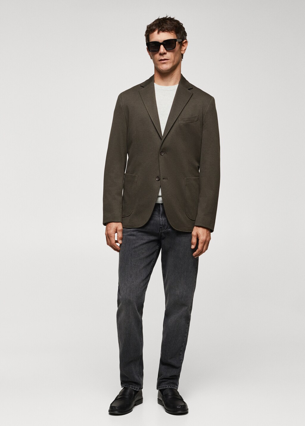 Slim fit microstructure blazer - General plane