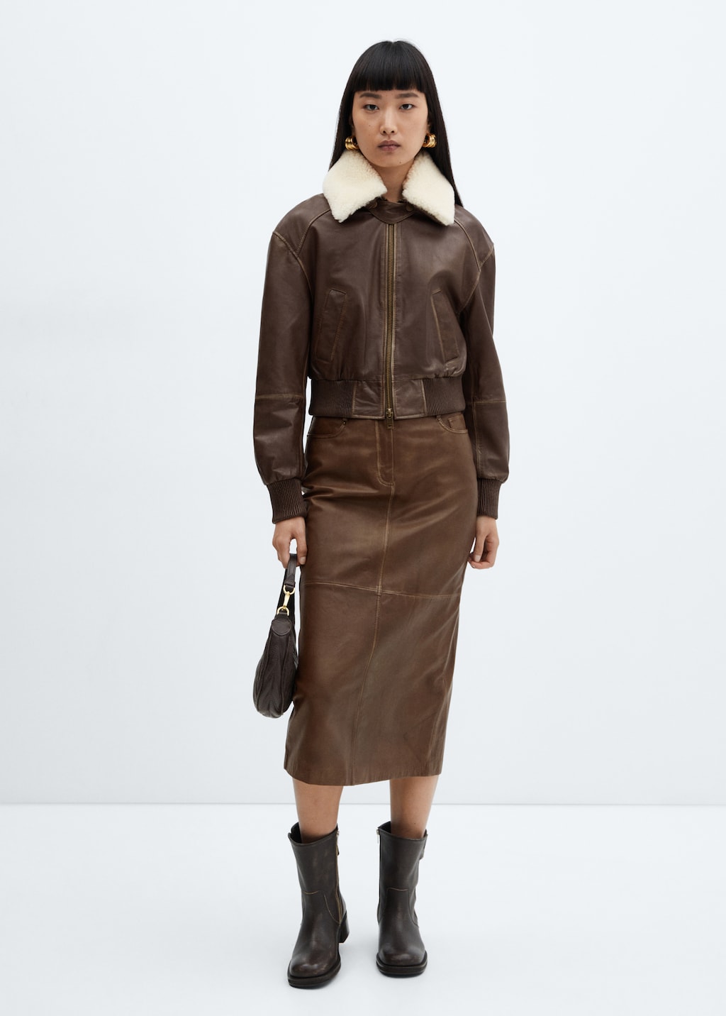 Leather midi skirt - General plane