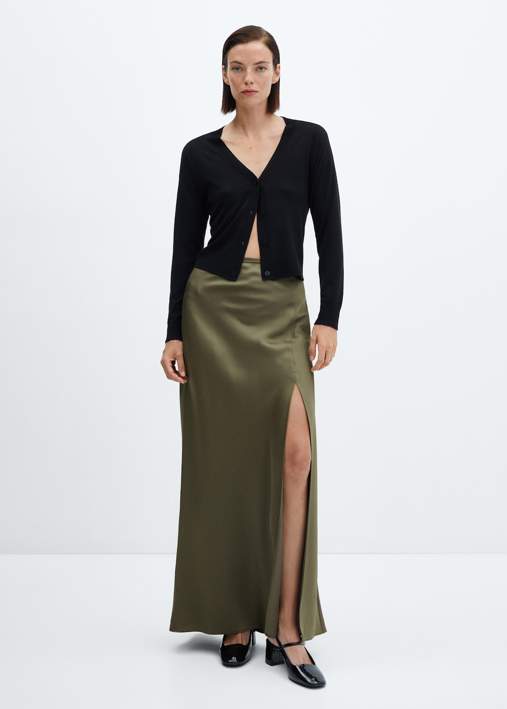 Satin skirt with side slit - General plane