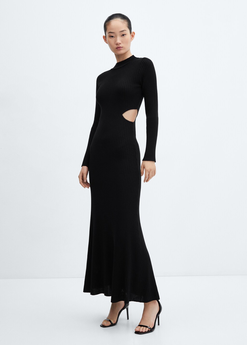 Rib-knit dress with slits