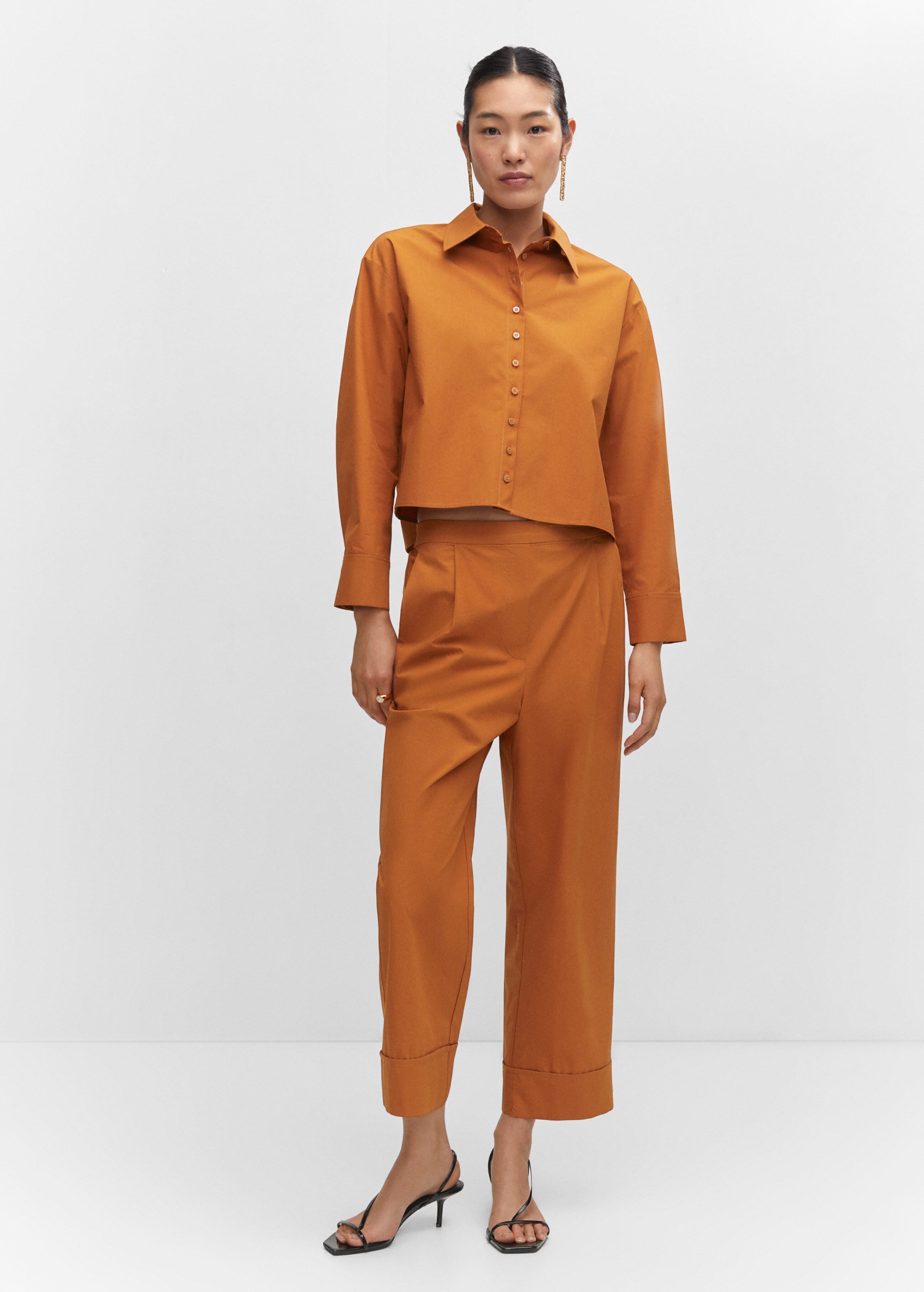 Pleated culottes trousers - General plane