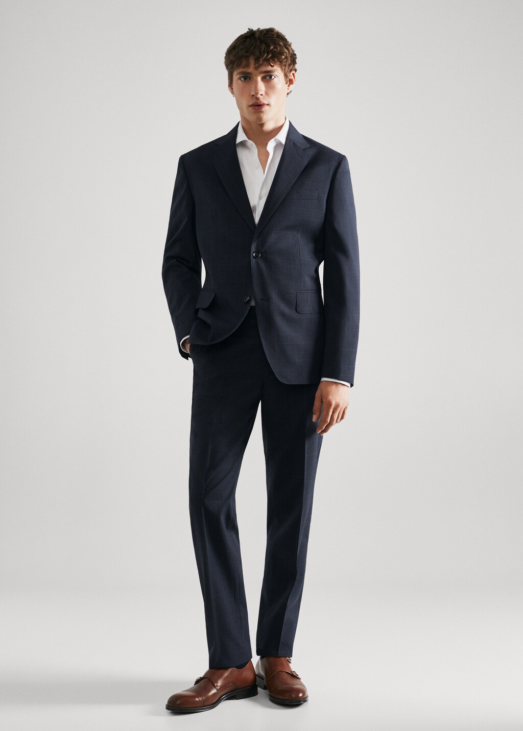 Slim-fit textured cotton suit shirt - General plane