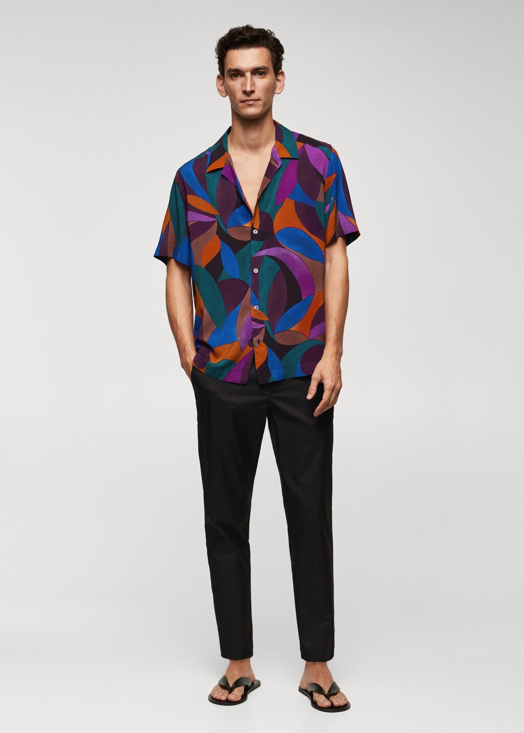 Geometric-print bowling shirt - General plane