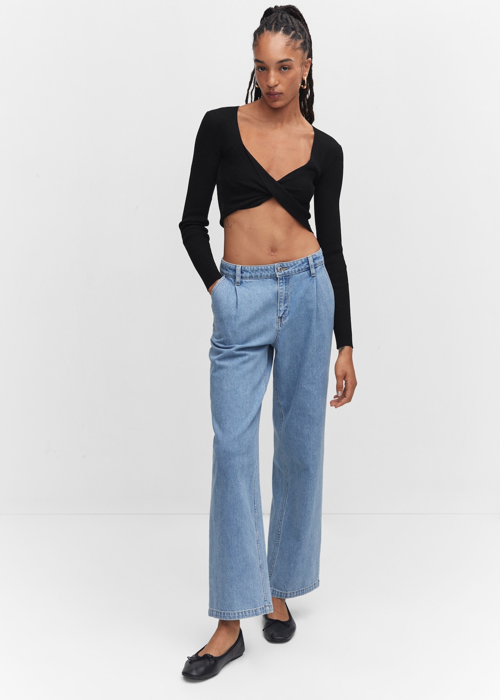 Double-breasted cropped sweater - General plane