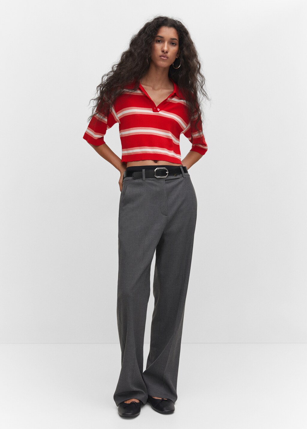 Striped polo-style sweater - General plane