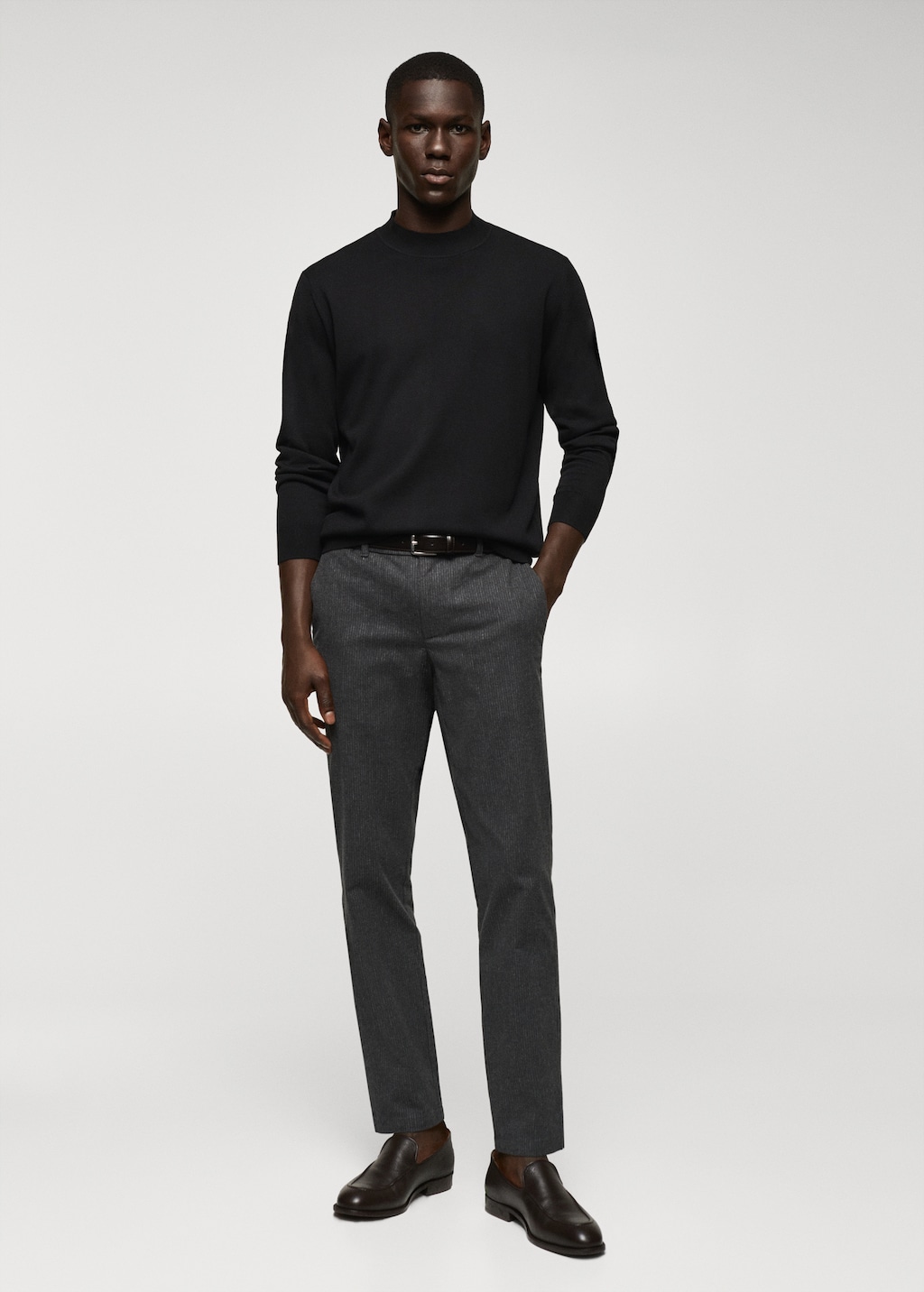 Pinstripe cotton slim-fit trousers - General plane