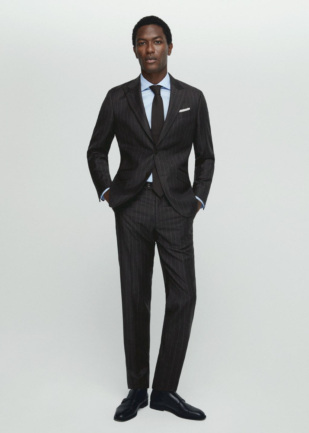 Pinstripe virgin wool suit jacket - General plane