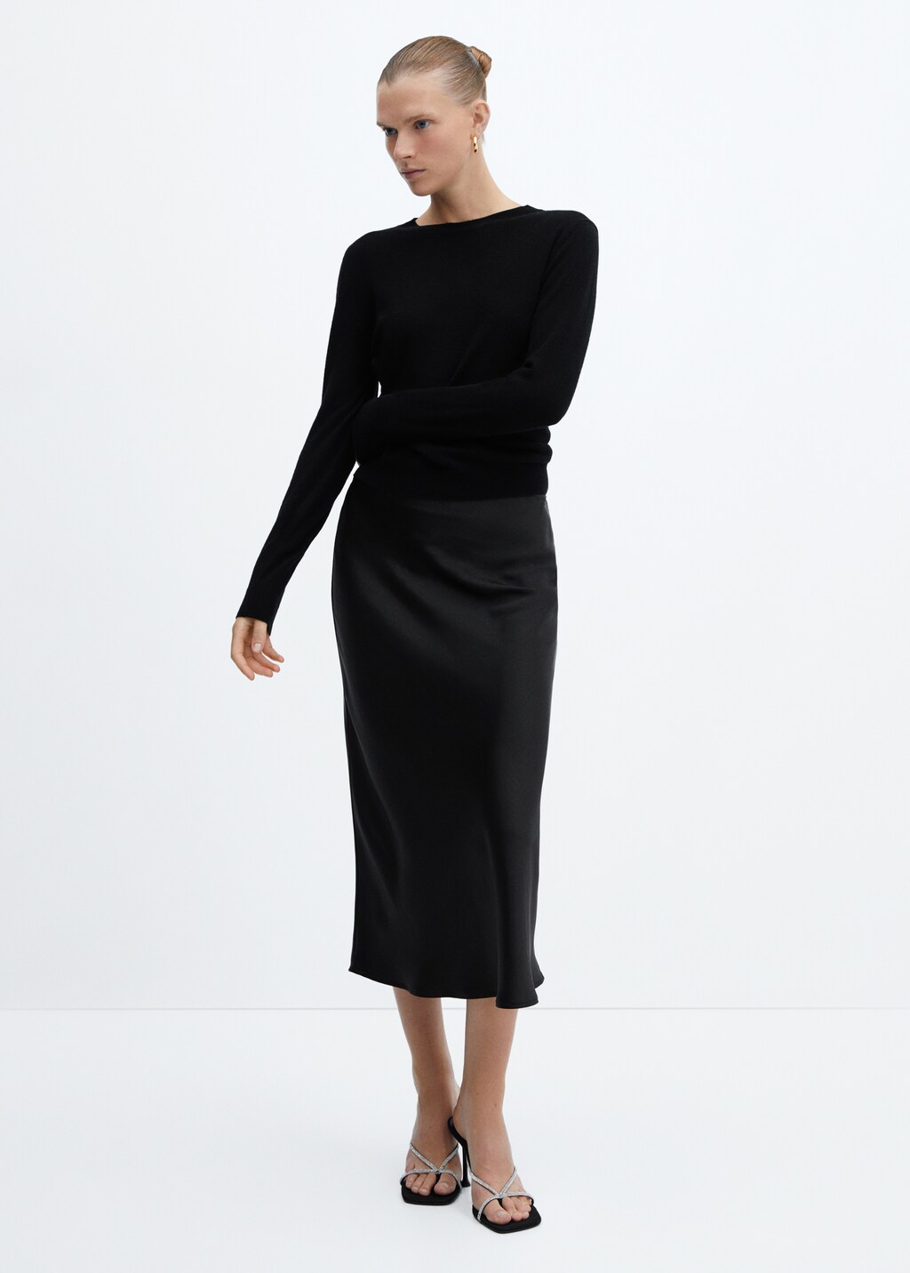 Midi satin skirt - General plane