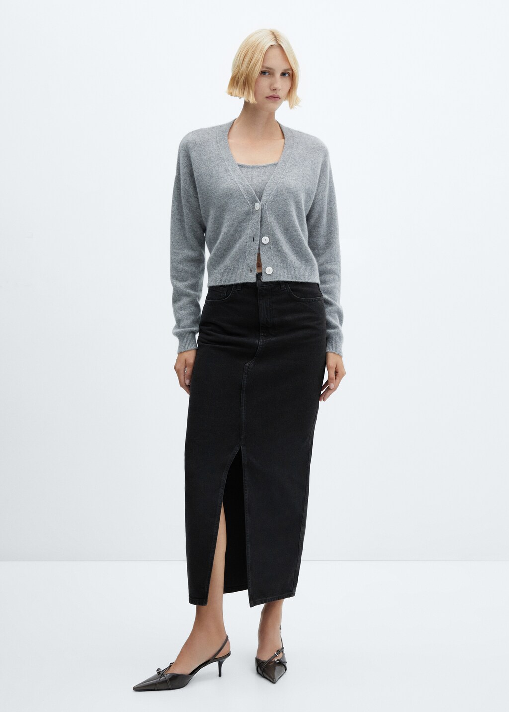 Slit denim skirt - General plane