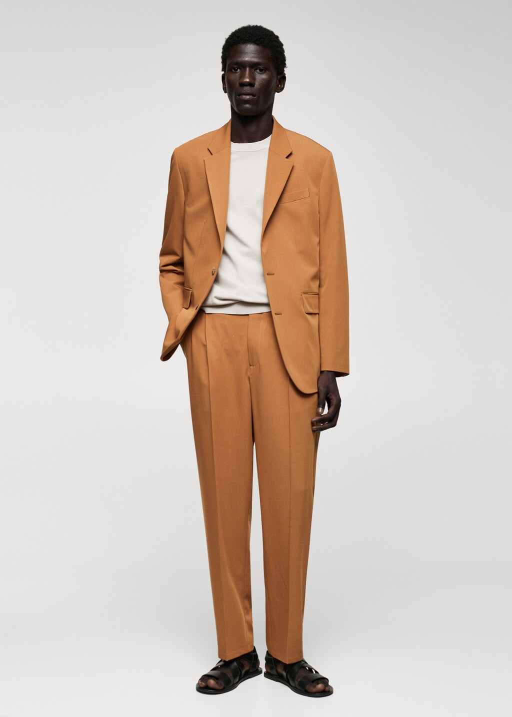 Regular-fit suit trousers with pleats - General plane