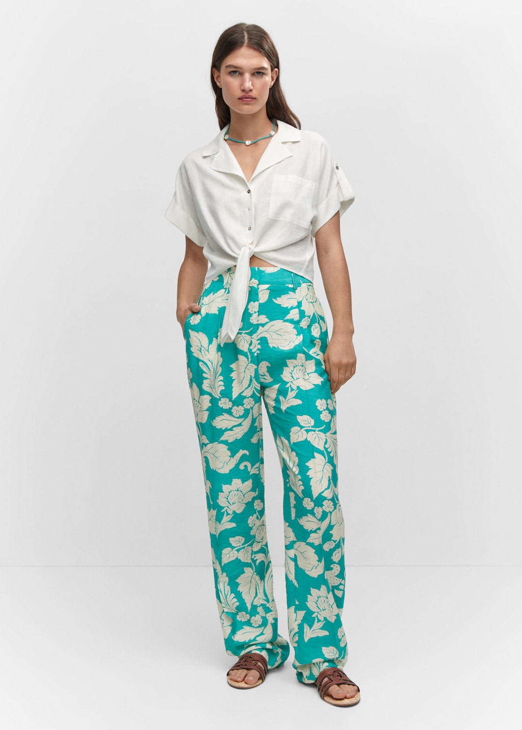 Printed straight trousers - General plane