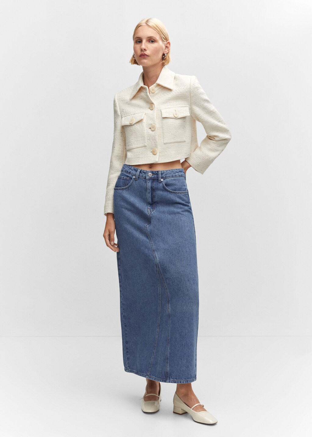 Long denim skirt - General plane