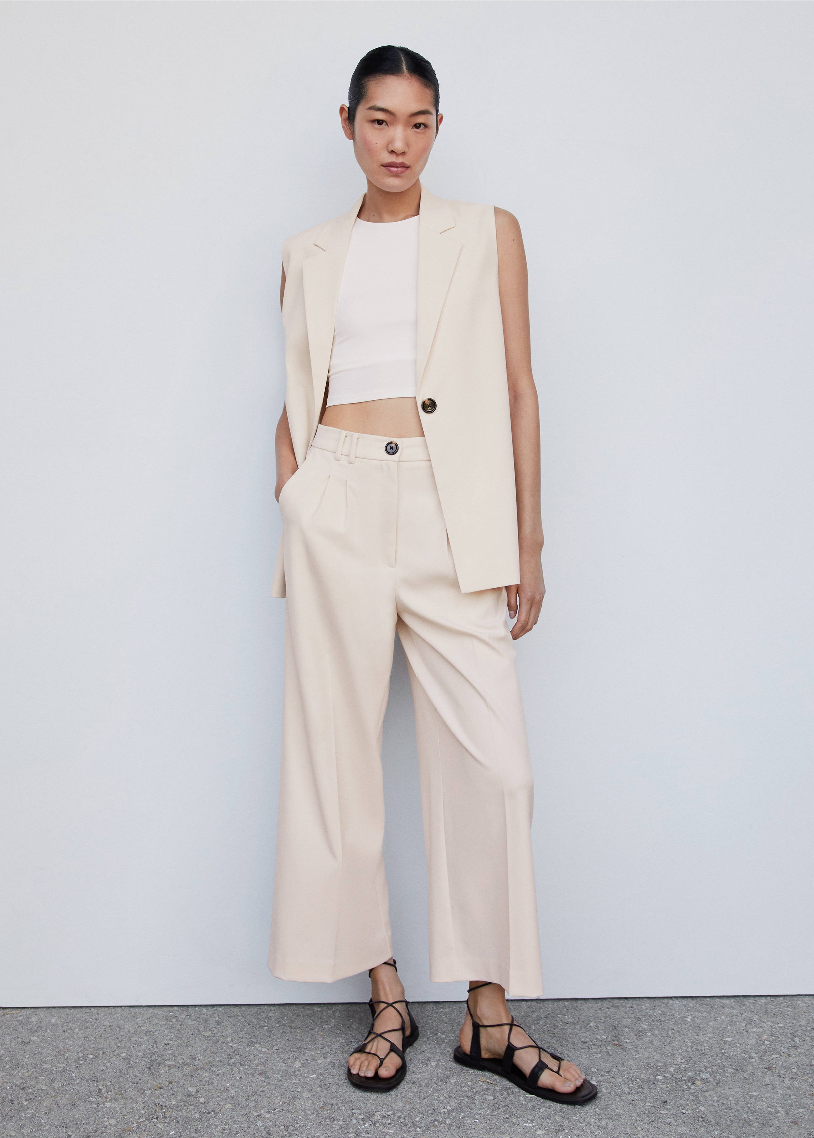 Pleated culottes trousers - General plane
