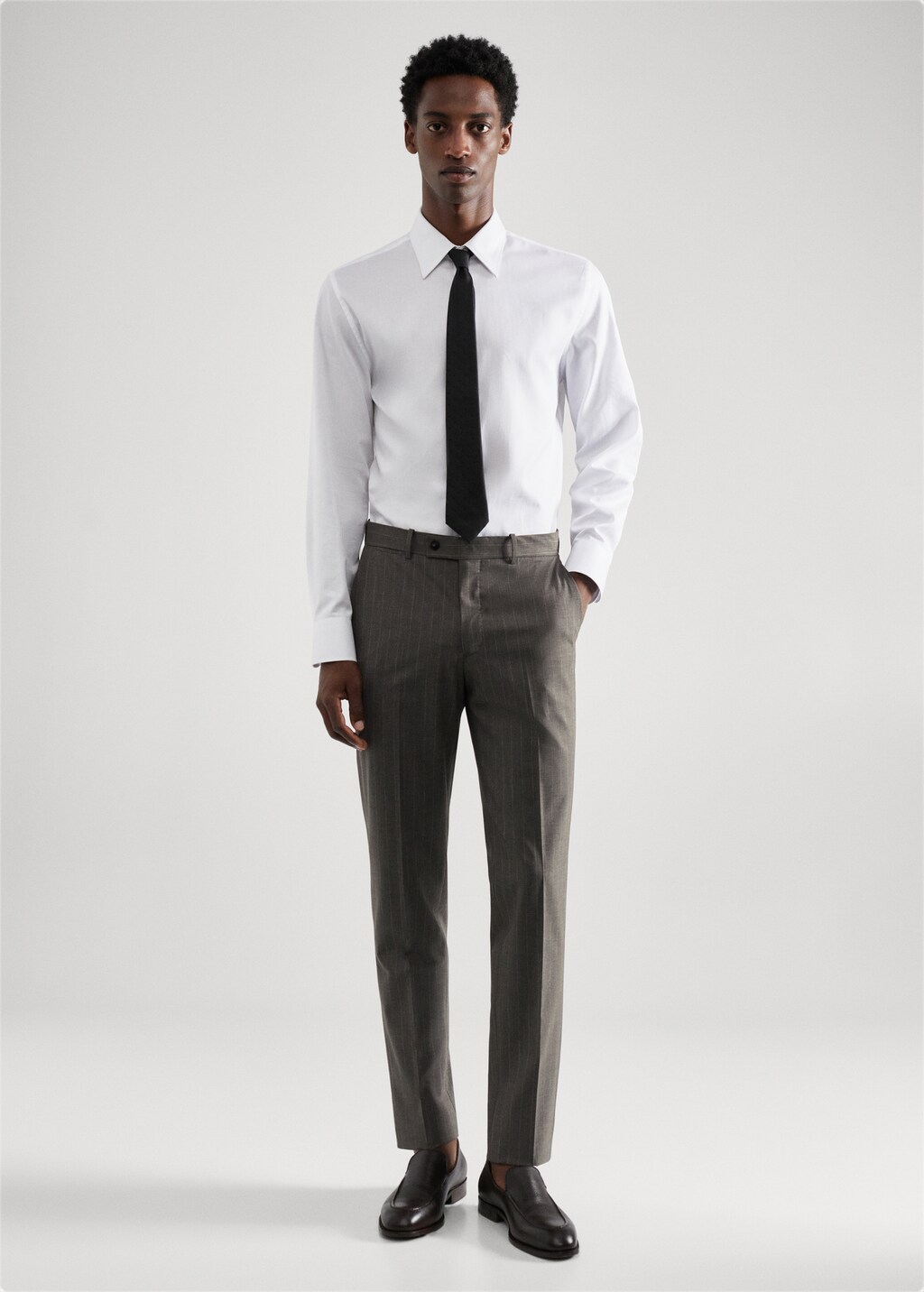 Slim-fit pinstripe wool suit trousers - General plane