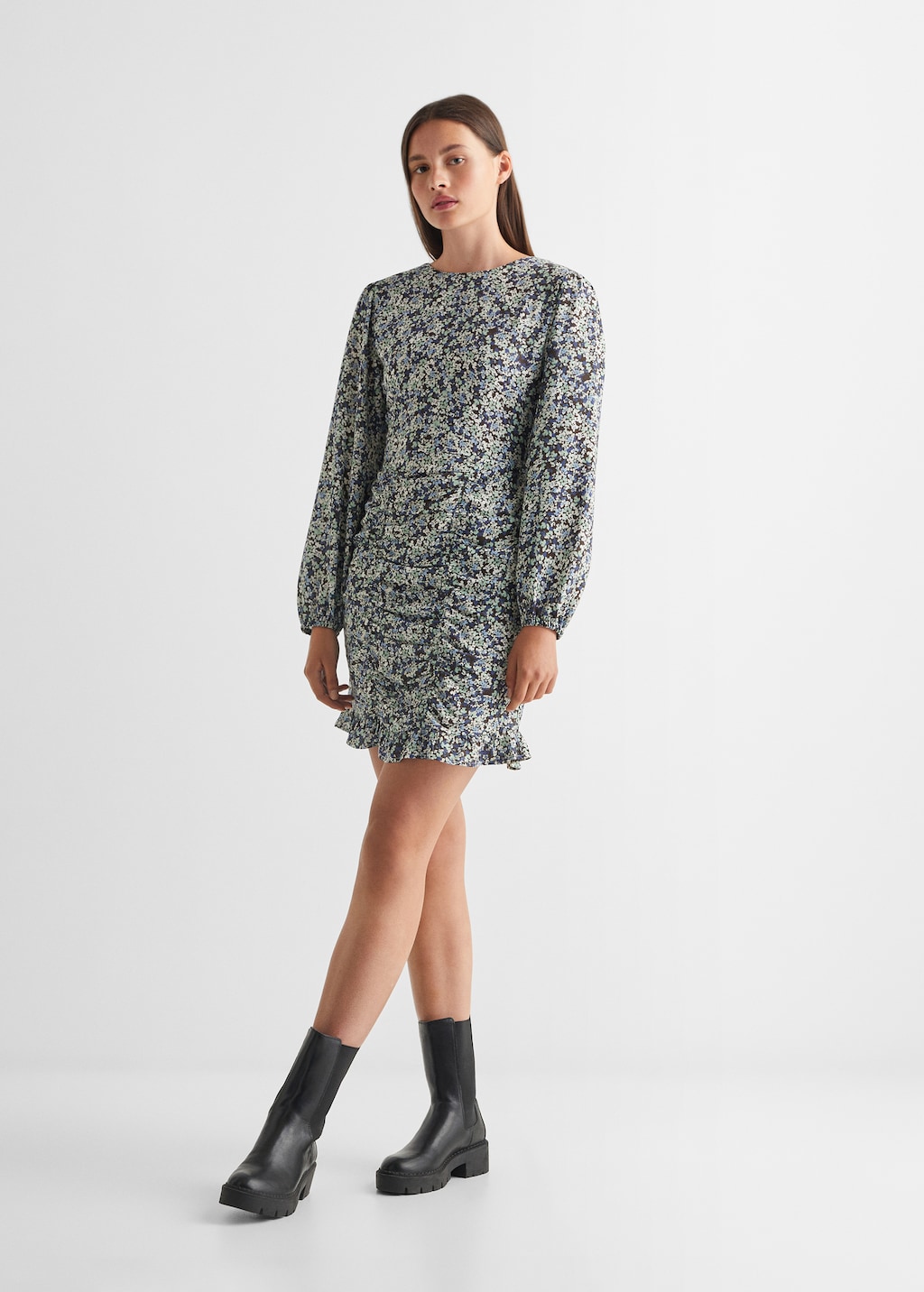 Ruffled printed dress - General plane