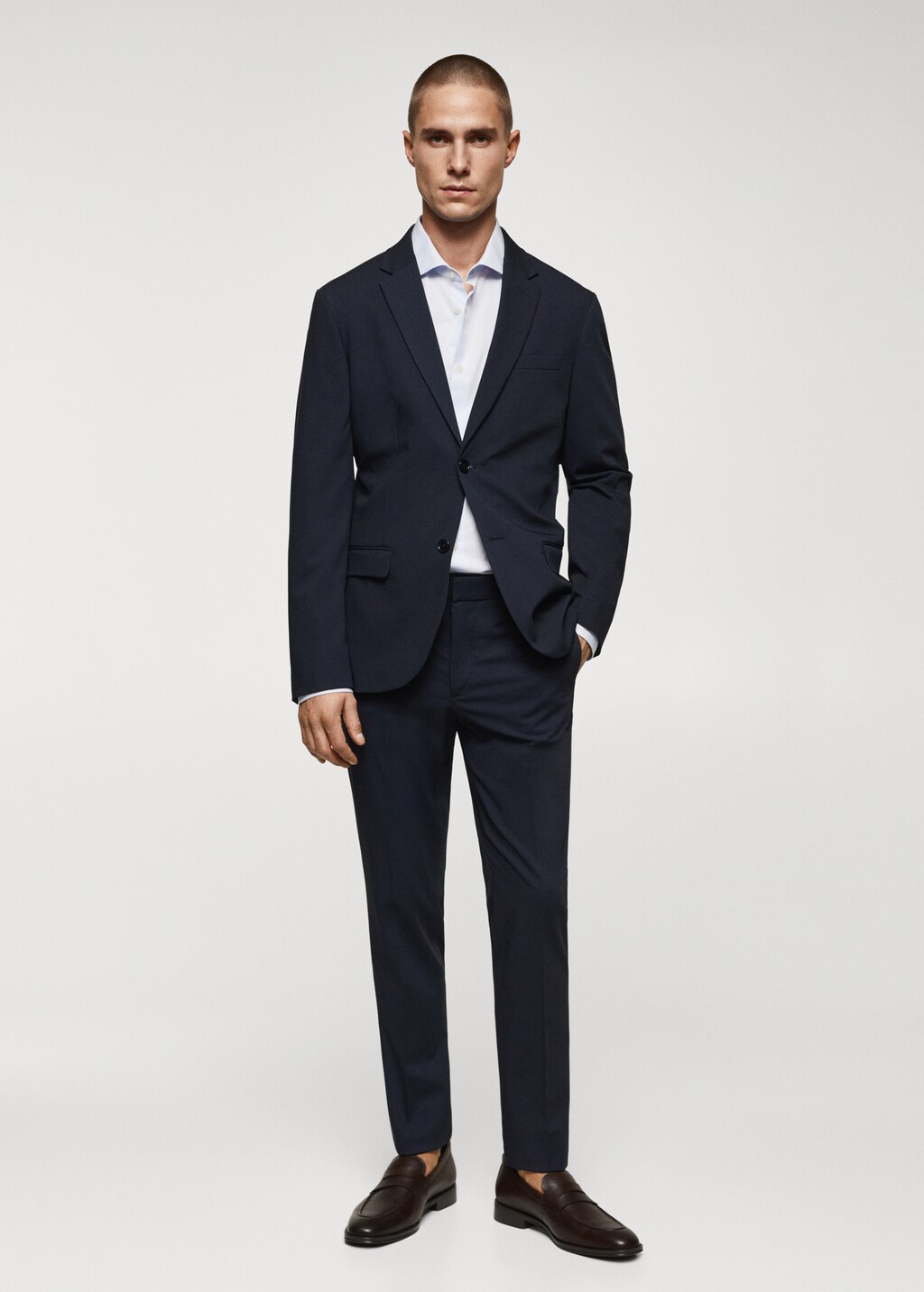 Slim-fit cotton poplin suit shirt - General plane