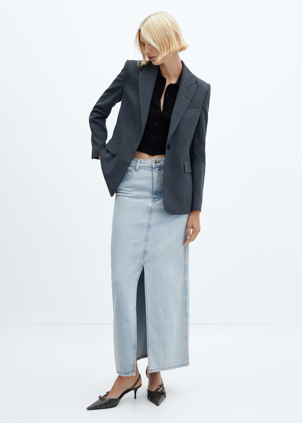 Slit denim skirt - General plane