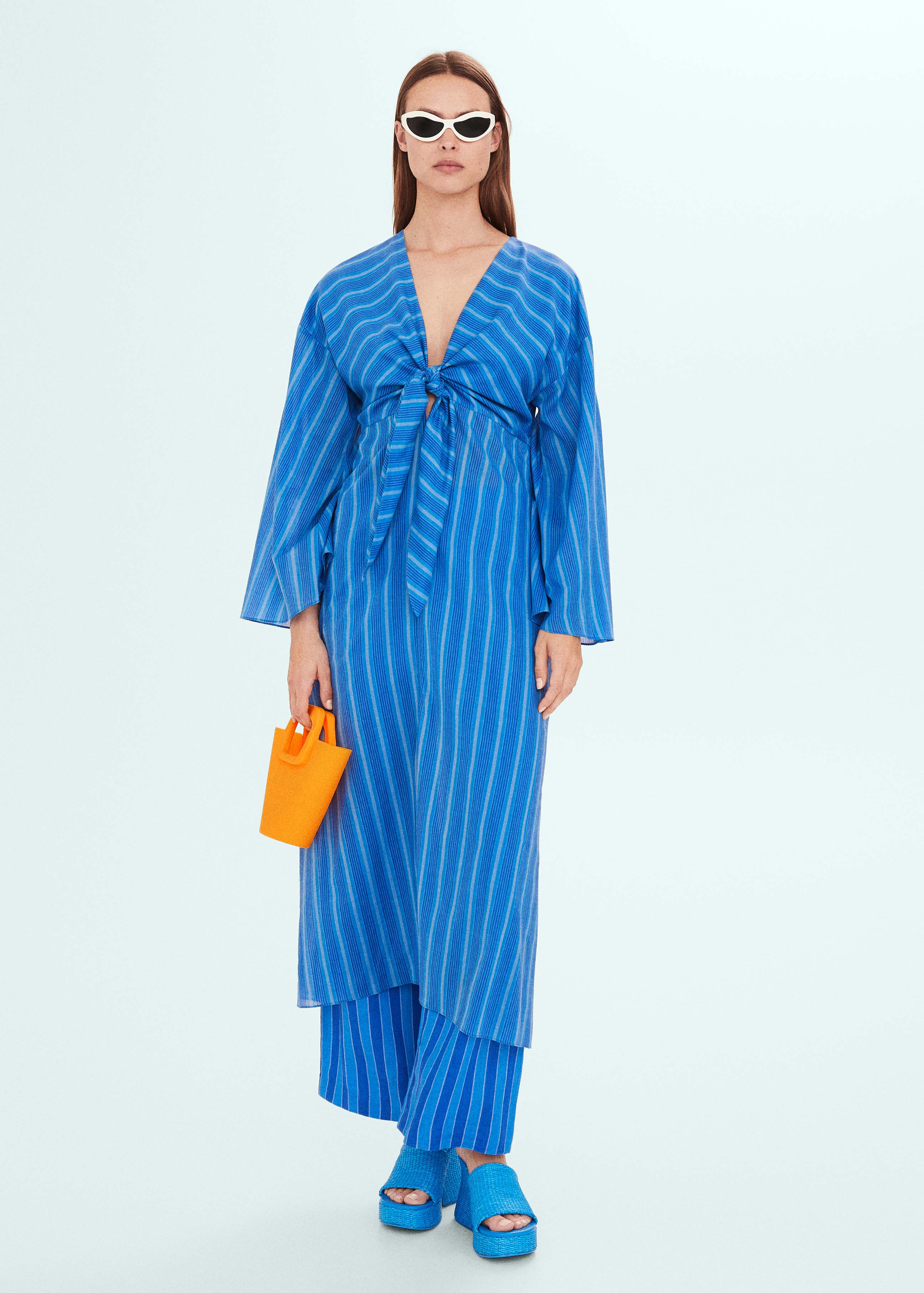 Striped dress with knot detail - General plane