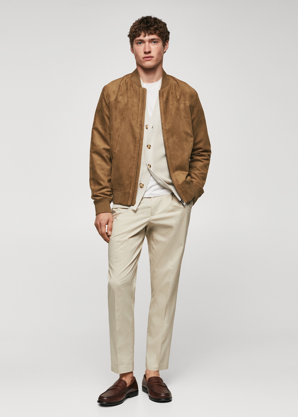 Suede-effect bomber jacket - General plane