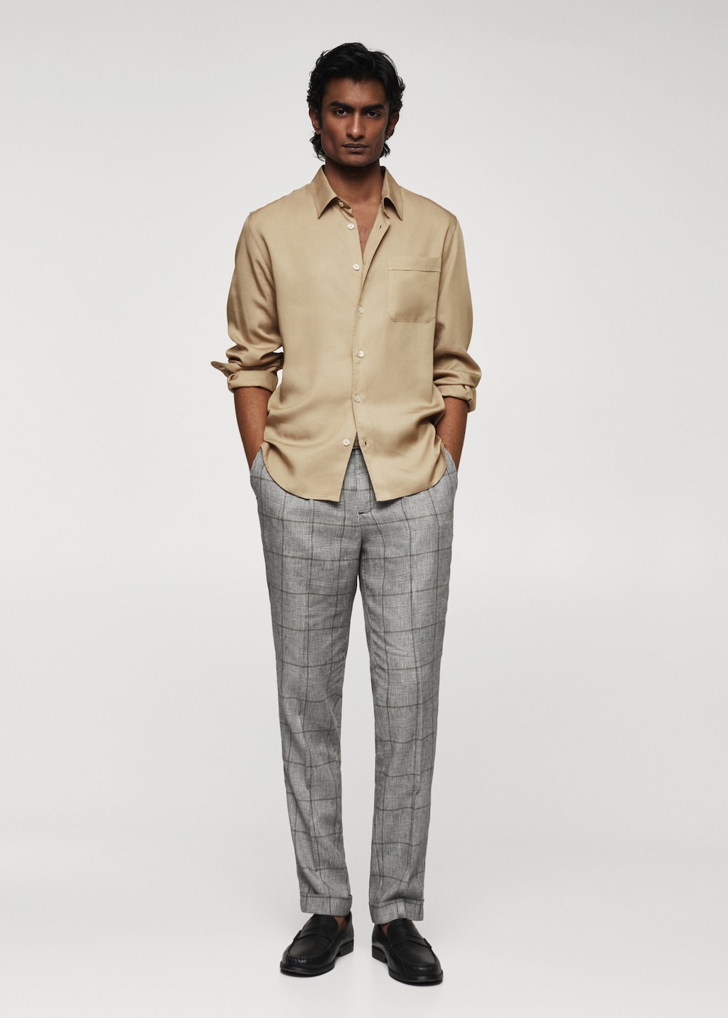 Prince of Wales linen-blend trousers - General plane