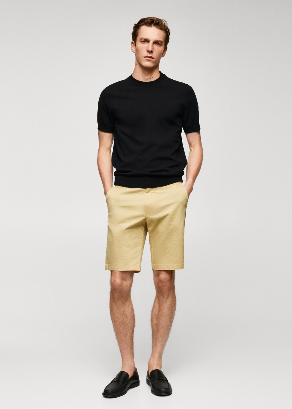 Slim-fit chino cotton bermuda shorts - General plane