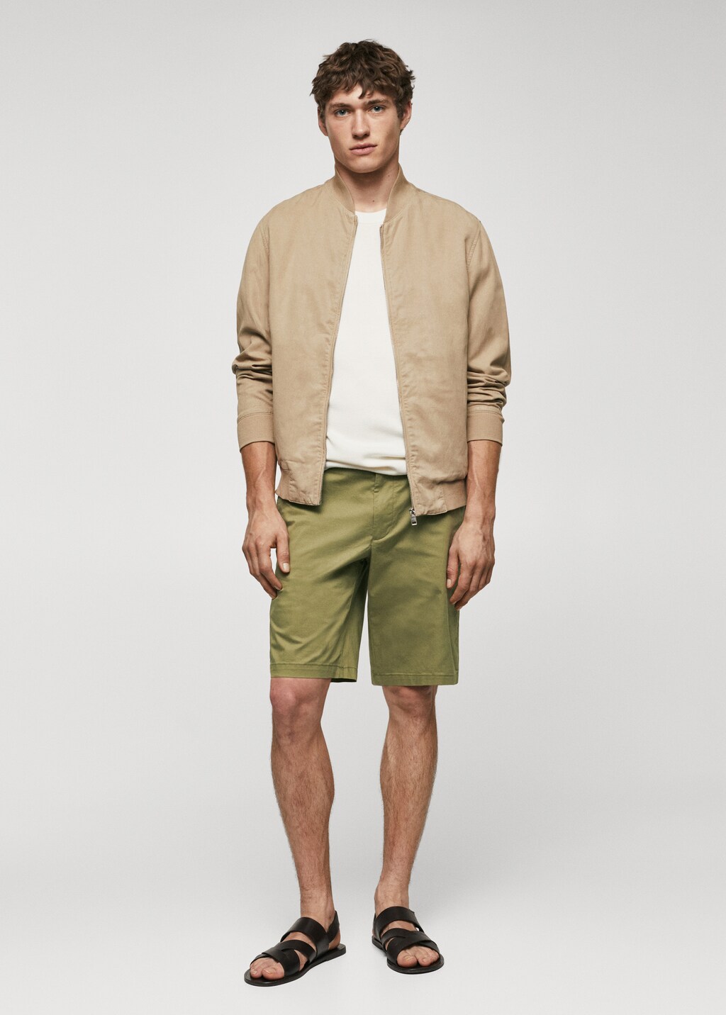 Slim-fit chino cotton bermuda shorts - General plane