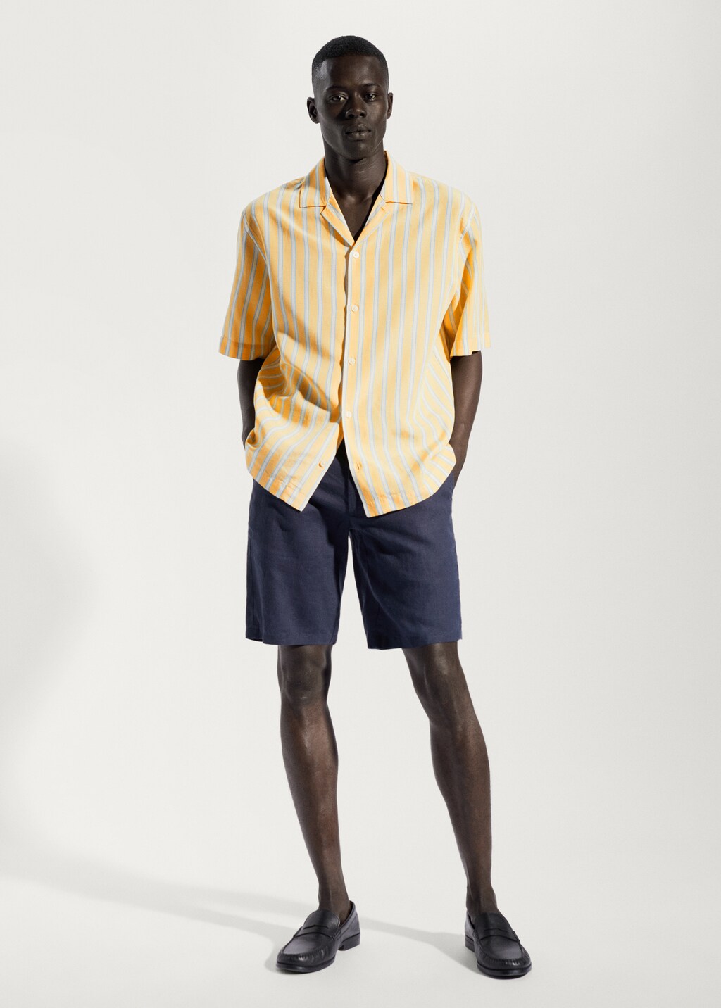 Striped cotton linen shirt - General plane