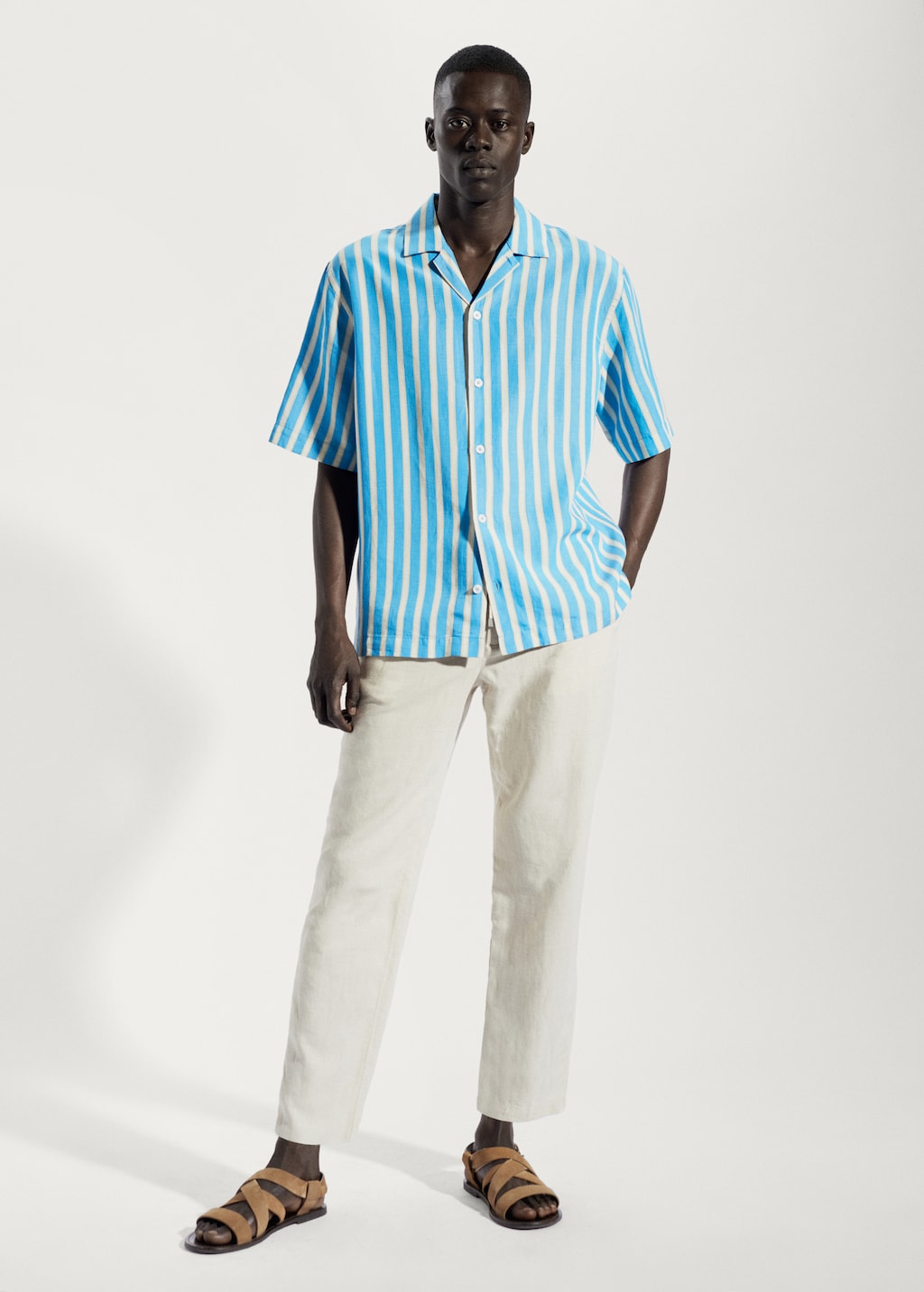 Striped cotton linen shirt - General plane