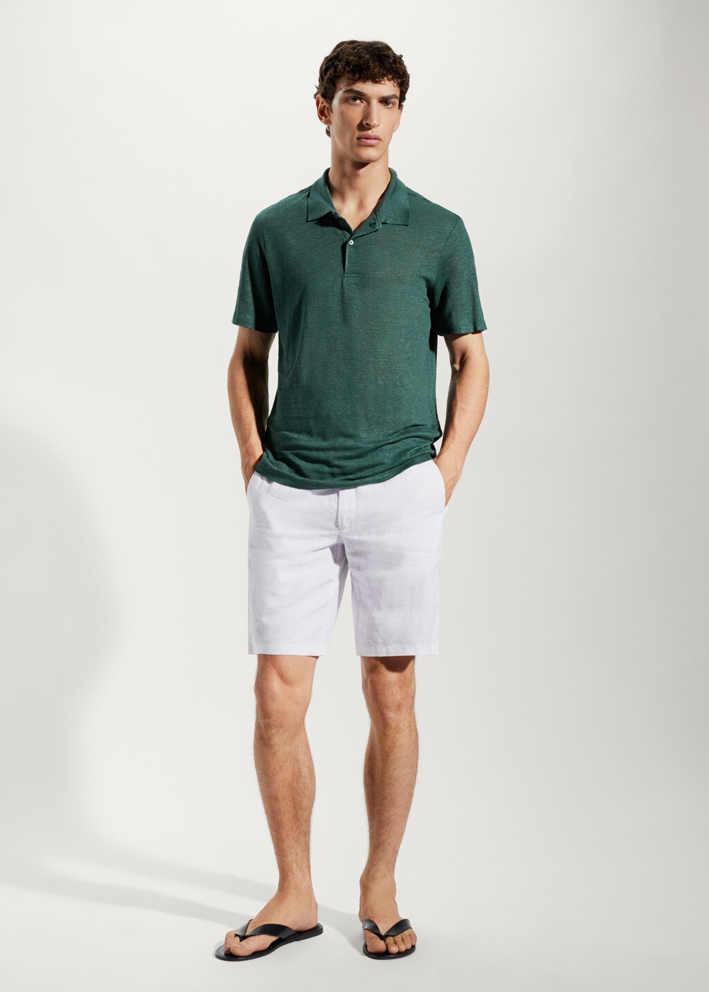 Polo slim fit 100% lino - Plano general