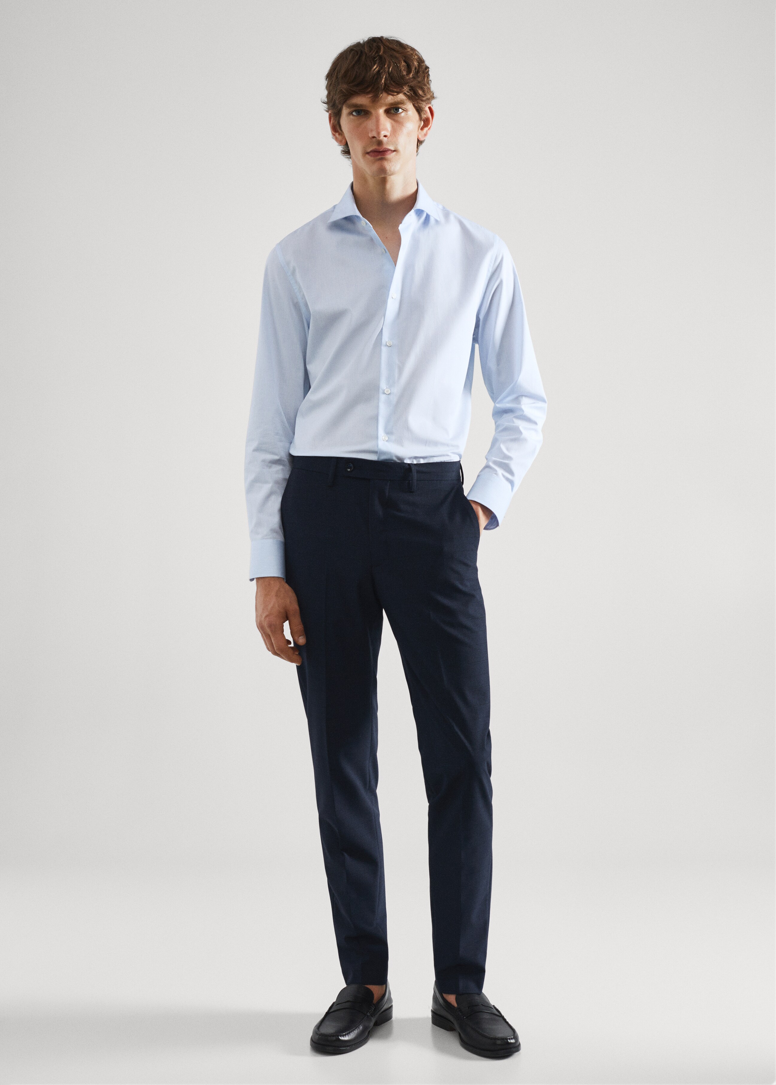 Slim-fit micro-print twill suit shirt - General plane