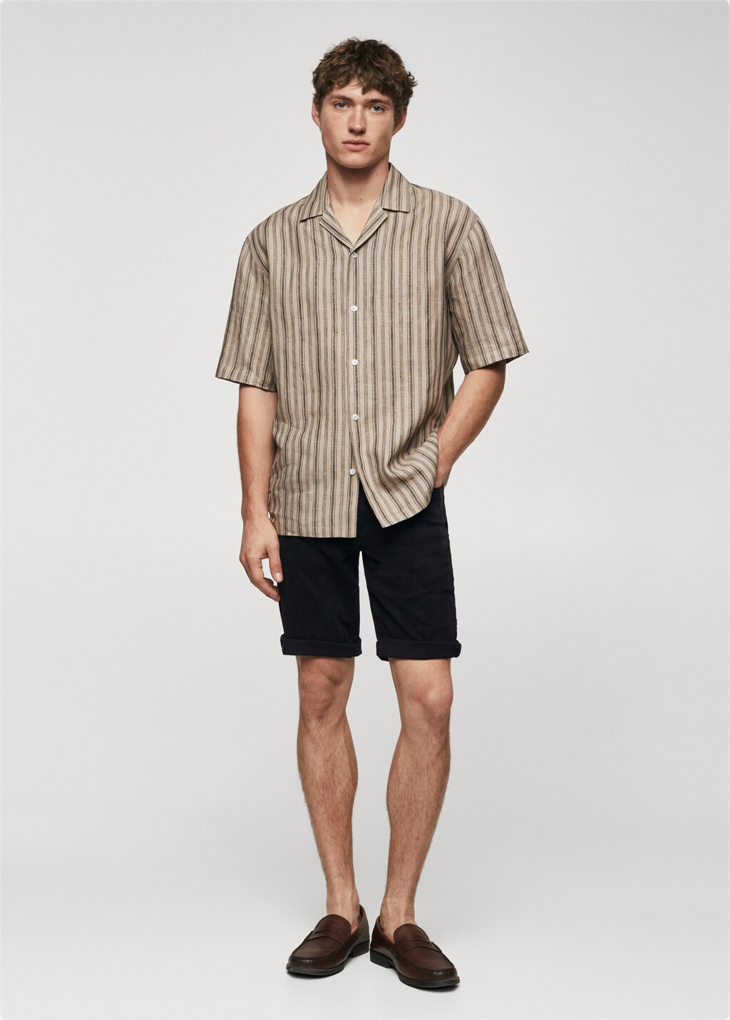 Slim-fit denim bermuda shorts - General plane