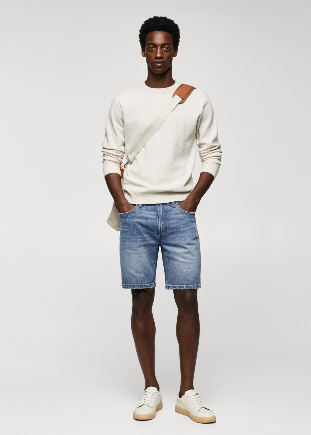 Regular-fit denim bermuda shorts - General plane