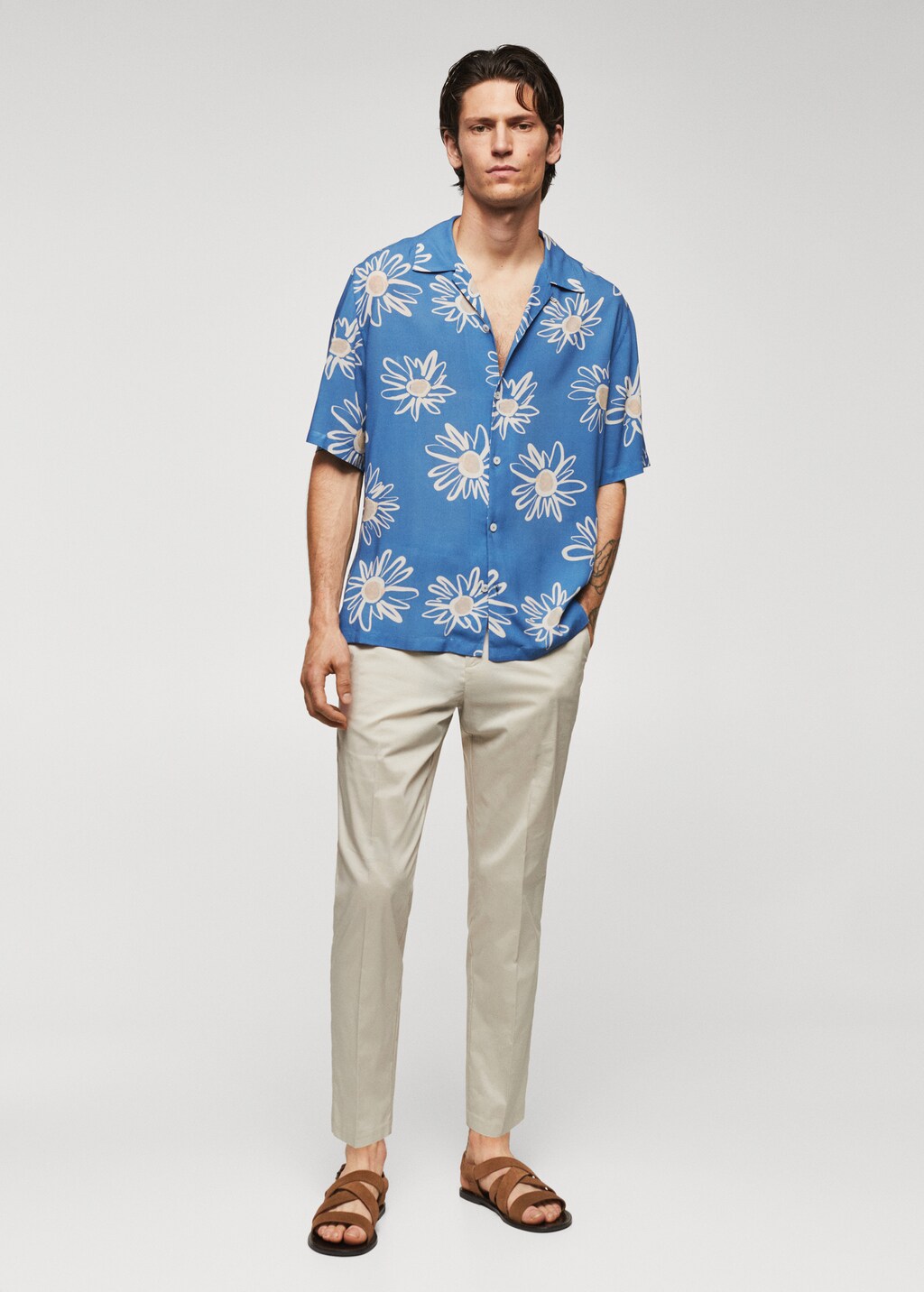 Bowling-collar floral-print shirt - General plane