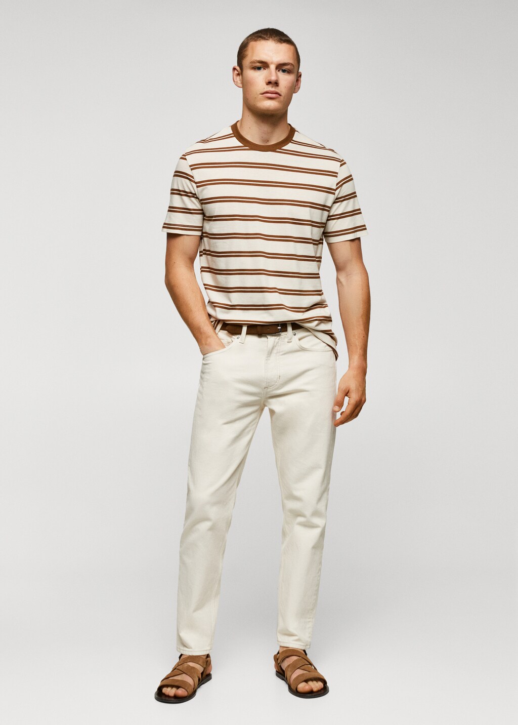 Striped modal cotton knitted t-shirt - General plane