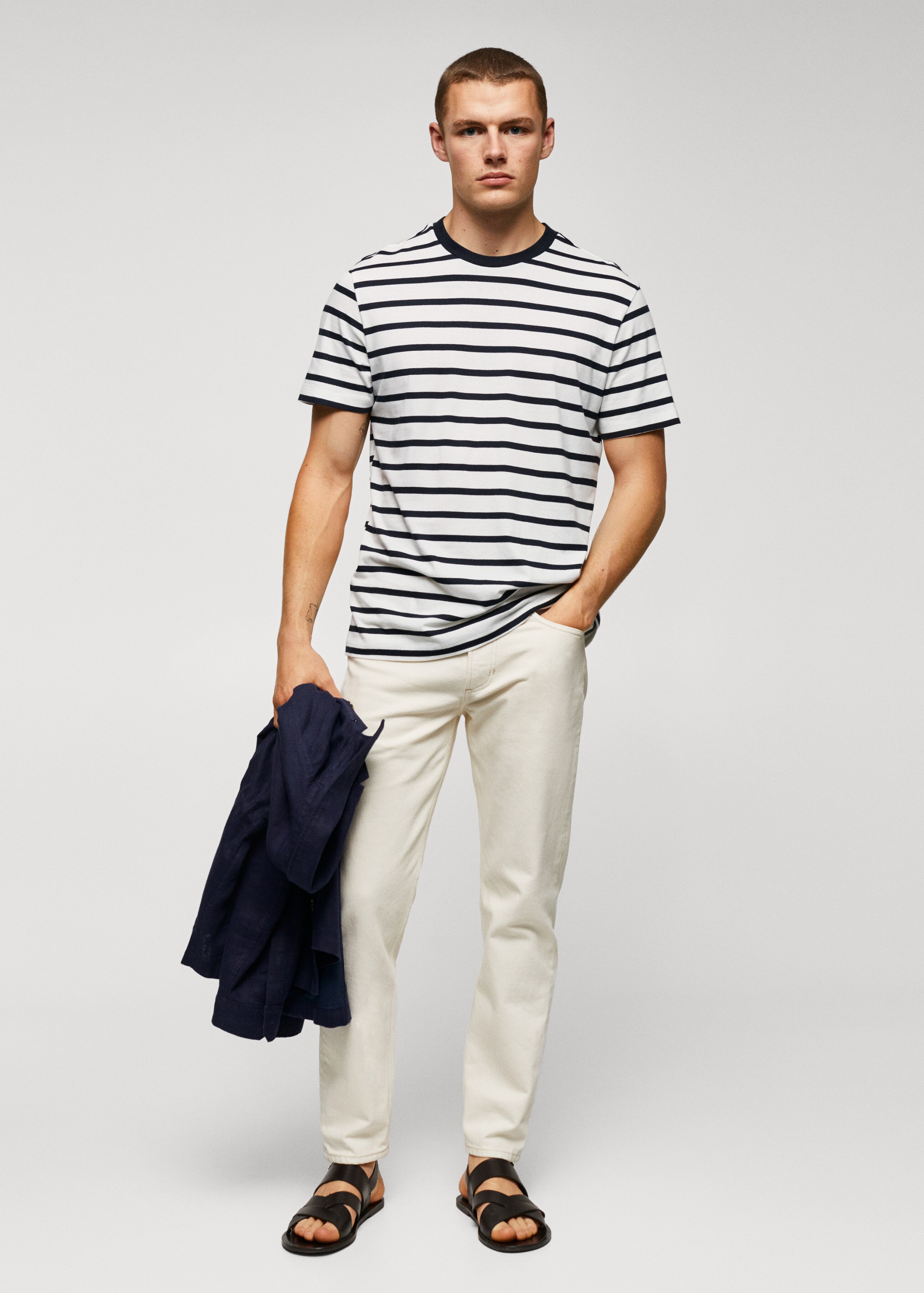 Striped modal cotton knitted t-shirt - General plane