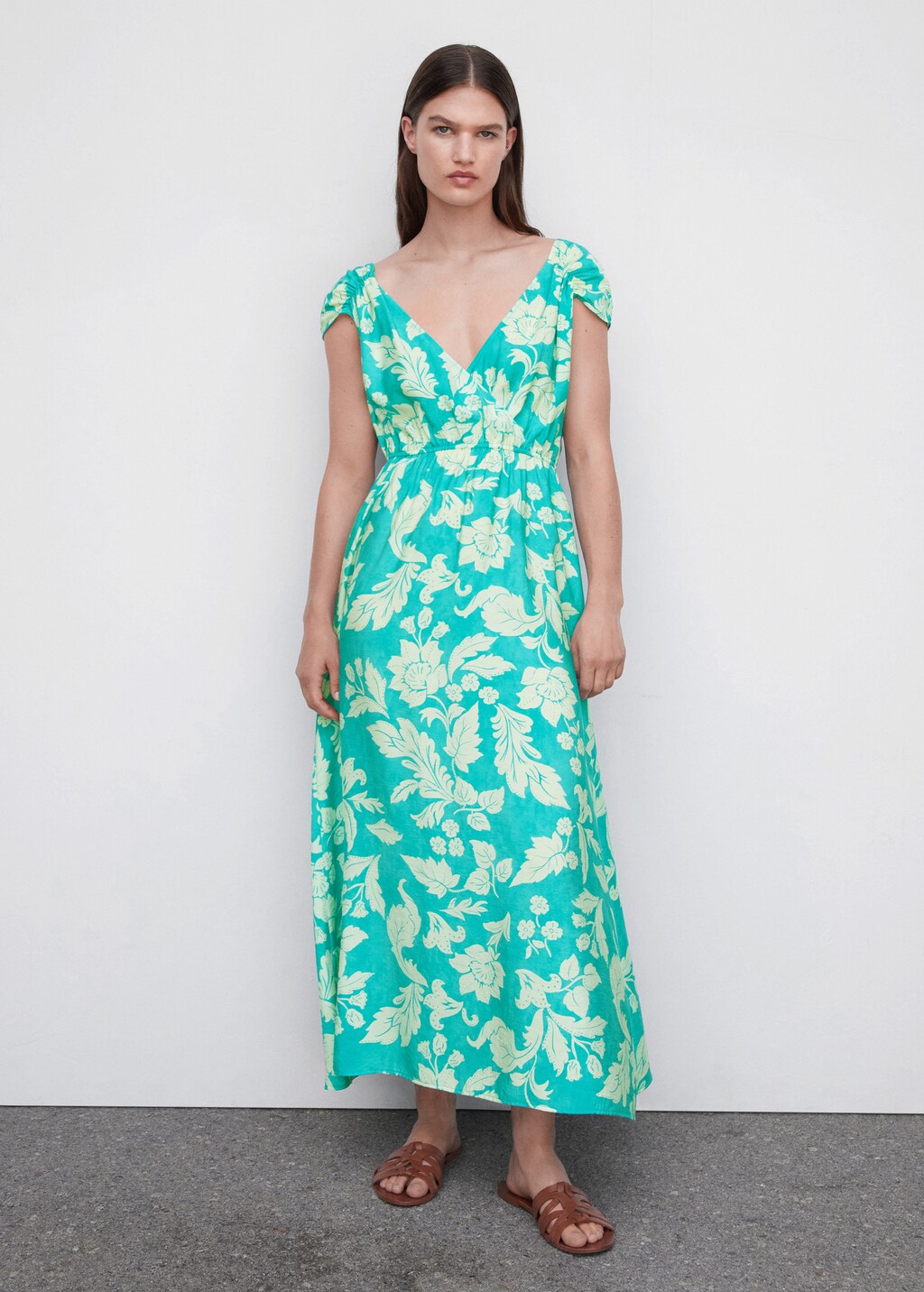 Floral wrap neckline dress - General plane