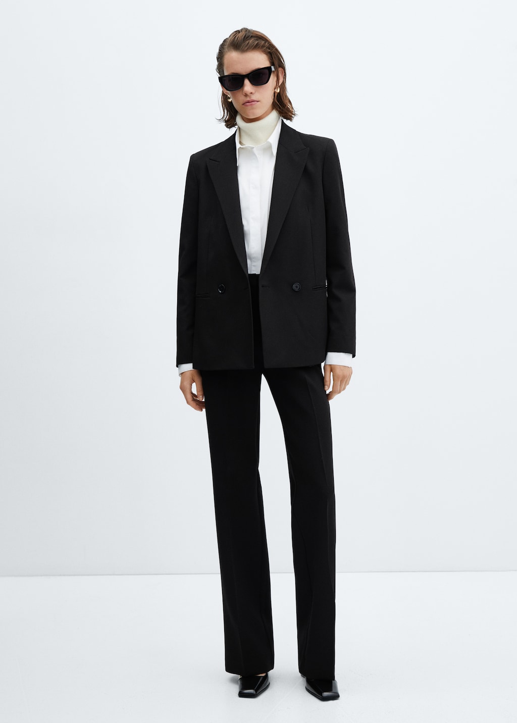 Black womens double breasted blazer hotsell