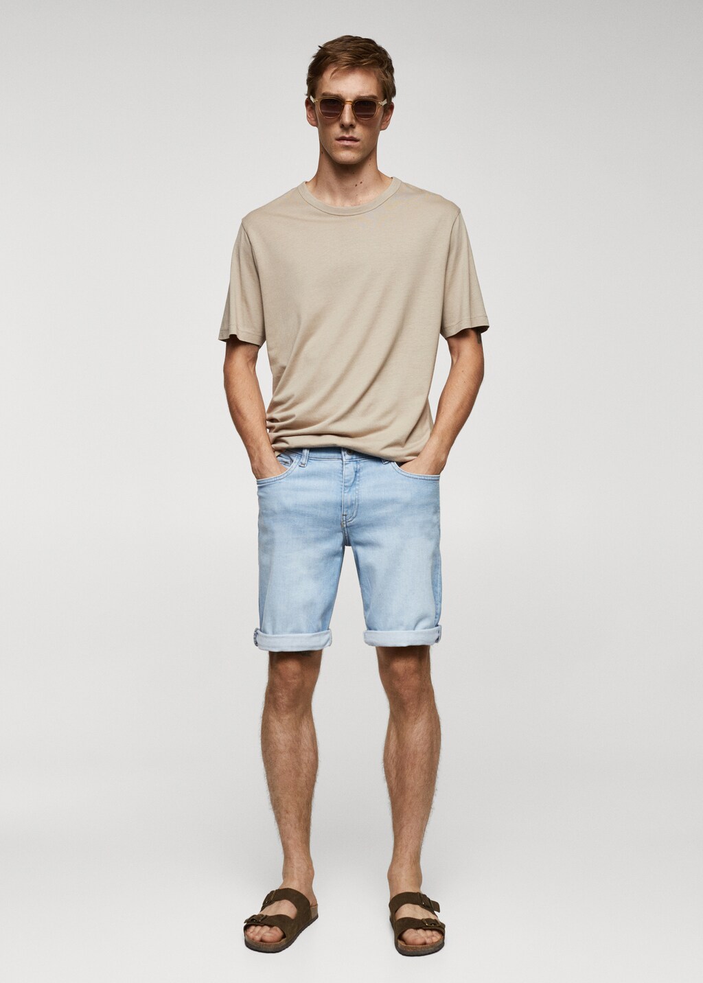 Slim-fit denim bermuda shorts - General plane