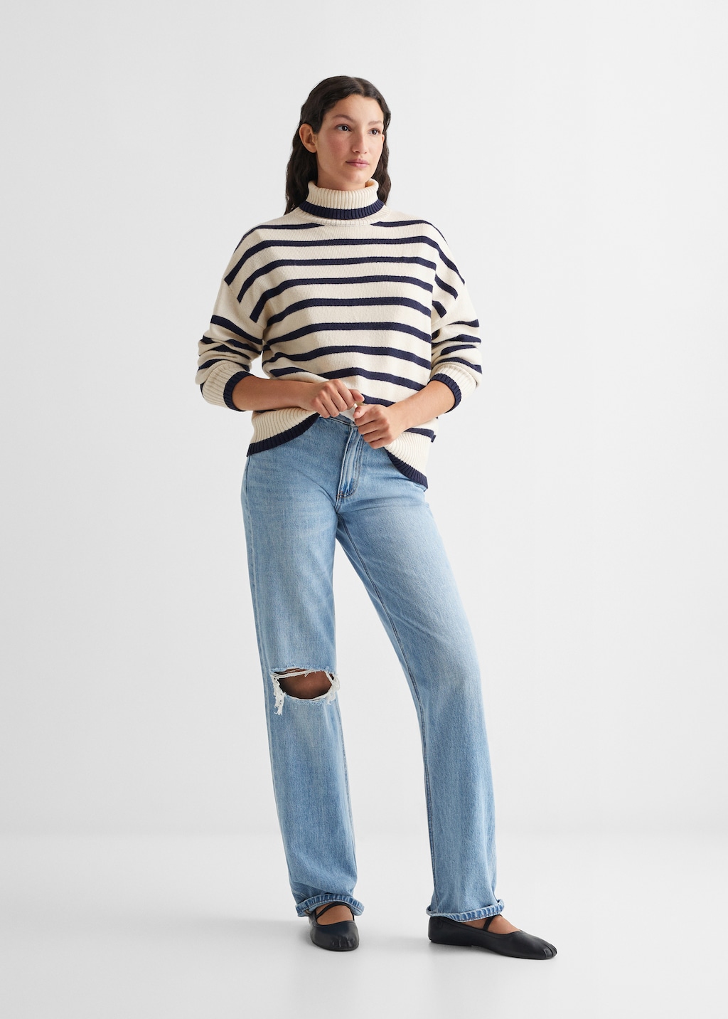 Stand-collar striped sweater - General plane